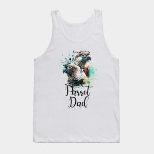 Crimson Bellied Conure Color Splatter Parrot Dad White Tank Top